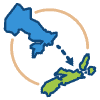A map of Ontario and Nova Scotia.